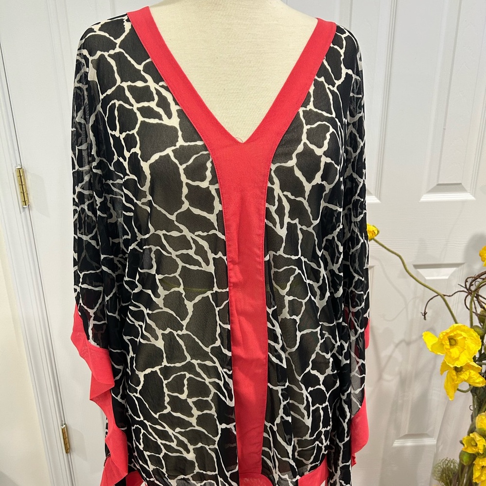 INC International Concepts Olive Green and White Giraffe Print Tunic